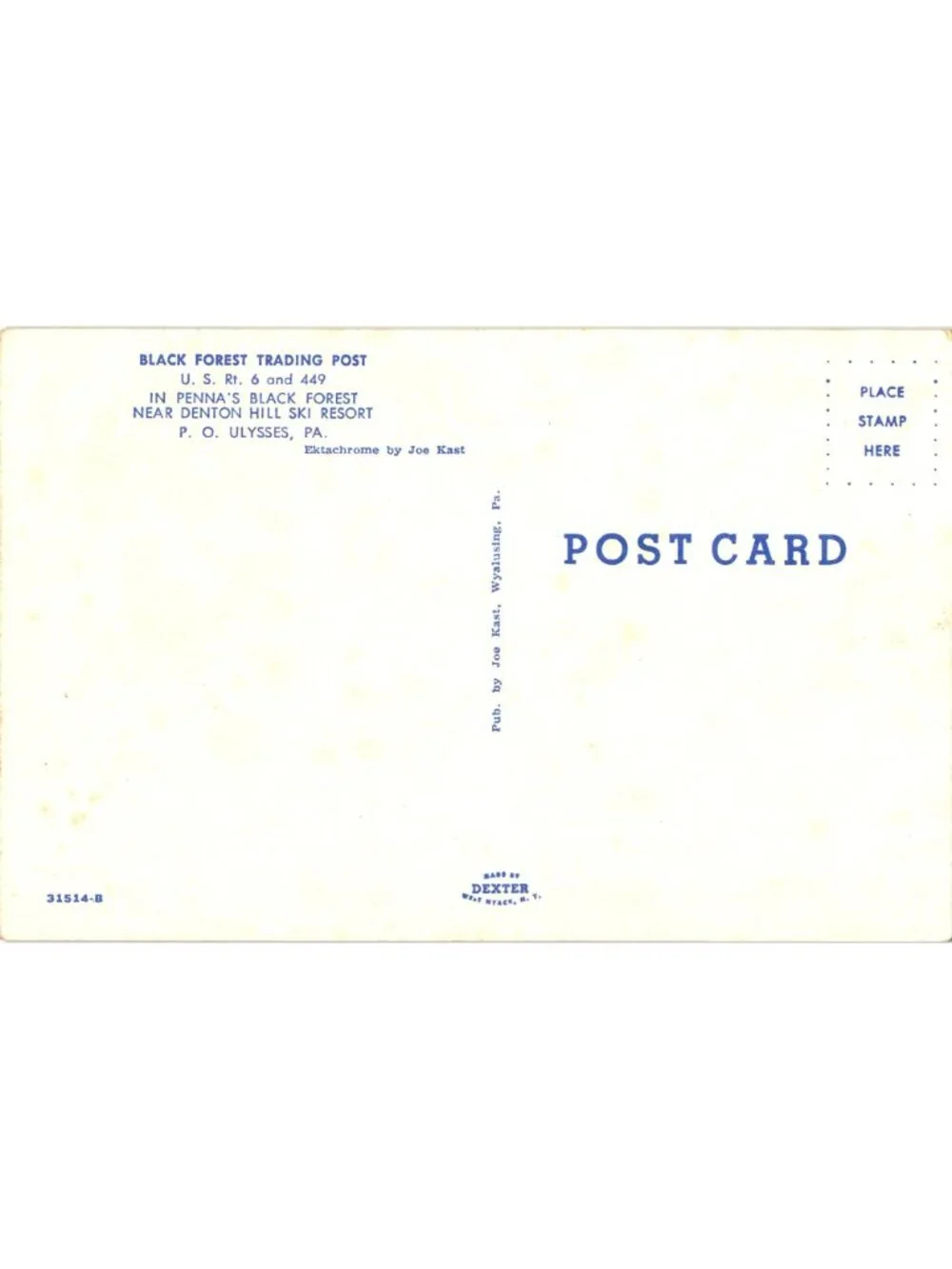 Black Forest Trading Post Ulysses Pennsylvania Real Photo Postcard Unused